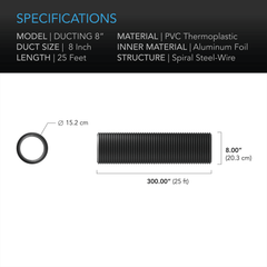 AC Infinity Flexible Four-Layer Ducting, 25-FT Long, 8-Inch