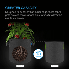 AC Infinity Heavy Duty Fabric Pots,  15 Gallon, 5-Pack