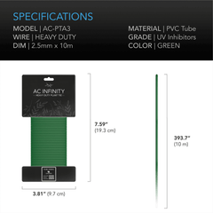 AC Infinity Heavy-Duty Twist Ties, Thin Rubberized Texture, 10m