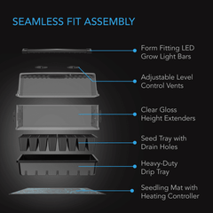 AC Infinity Humidity Dome, Germination Kit with Seedling Mat and LED Grow Light Bars, 5x8 Cell Tray