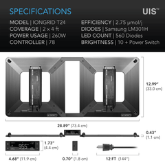 AC Infinity IONGRID T24, Full Spectrum LED Grow Light 260W, Samsung LM301H, 2x4 Ft. Coverage