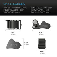 AC Infinity Jewelers Loupe, Pocket Magnifying Glass with LED Light & Dual Lenses