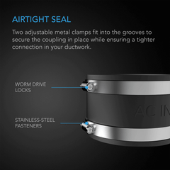 AC Infinity Noise Reduction Clamp, Duct Coupler with Stainless Steel Clamps, 6-Inch