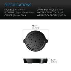 AC Infinity Self-Watering Fabric Pot Base, 4-Pack