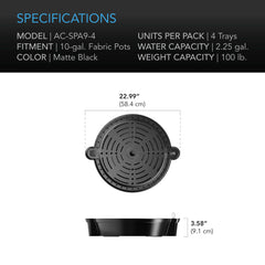 AC Infinity Self-Watering Fabric Pot Base XL, 4-Pack