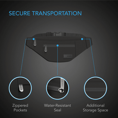 AC Infinity Smell Proof Belt Bag, Black, with 900D Nylon Fabric and Carbon Filter Lining