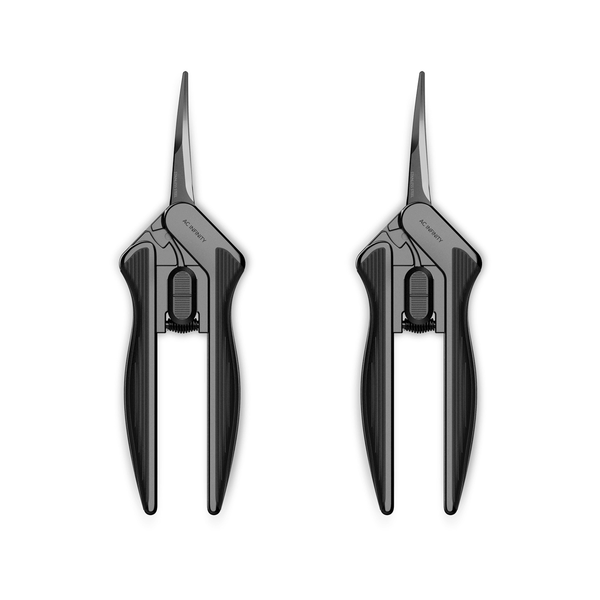 AC Infinity Stainless Steel Curved Pruning Shear, Ergonomic Lightweight, 6.6" Blades, 2-Pack