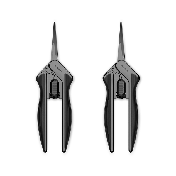 AC Infinity Stainless Steel Pruning Shear, Ergonomic Lightweight, 6.6" Straight Blades, 2-Pack