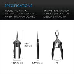AC Infinity Stainless Steel Pruning Shear, Ergonomic Lightweight, 6.6" Straight Blades, 2-Pack