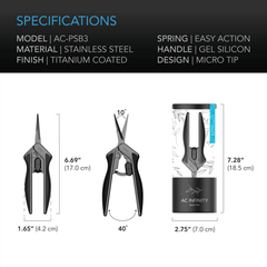AC Infinity Stainless Steel Pruning Shear with Cleaning Kit, Ergonomic Lightweight, 6.6" Straight Blades