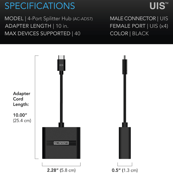 AC Infinity UIS Splitter Hub 4-Port, Adapter Dongle for Shared Programming