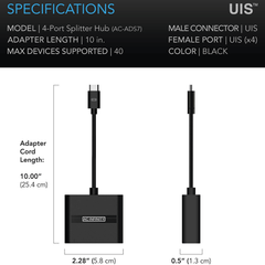 AC Infinity UIS Splitter Hub 4-Port, Adapter Dongle for Shared Programming