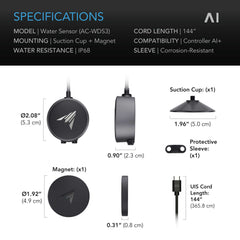 AC Infinity Water Sensor Exclusively for Controller AI+, Liquid Presence Detection, IP68-Water Resistant