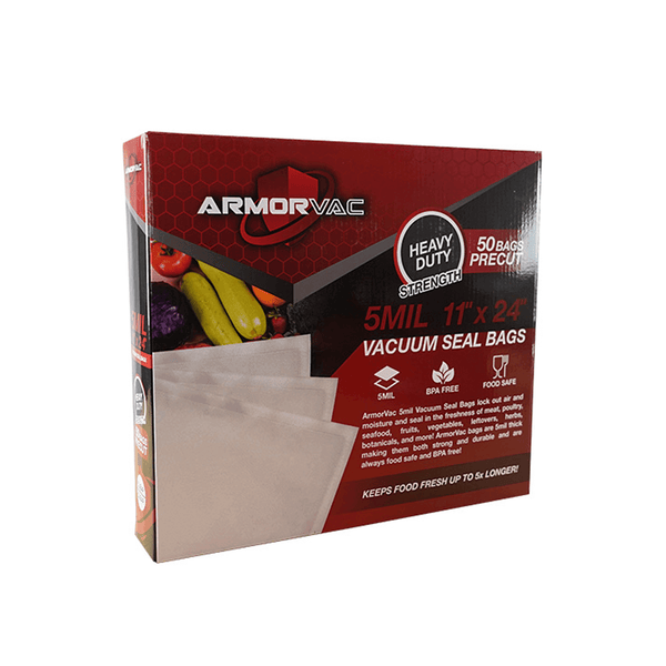 ArmorVac 11"x24" 5mil Precut Vacuum Seal Bags All Clear (50 Pack)