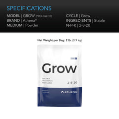 Athena Pro Grow, Dry Soluble Vegetative Fertilizer, Five 2 lb. Bags