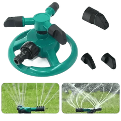 Blue Rotating Garden Sprinklers Watering Grass