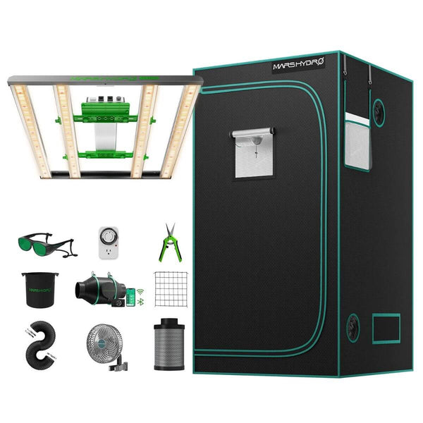 Mars Hydro FC-E3000 LED Grow Light + 3' x 3' Grow Tent + iFresh Inline Fan Combo with Temperature and Humidity Controller