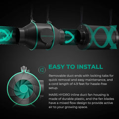Mars Hydro 4" Inline Duct Fan and Carbon Filter Combo with Temperature and Humidity Controller