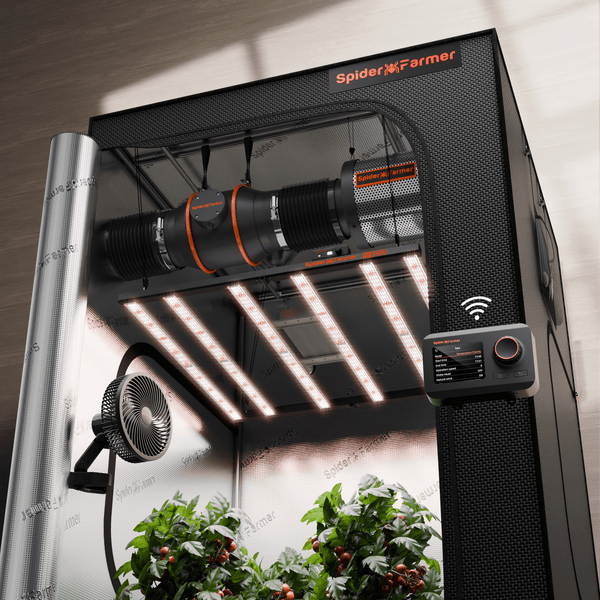 Spider Farmer G5000 LED Grow Light + 4' x 4' Grow Tent + 6" Inline Fan Combo with Temperature and Humidity Controller + 6" Clip Fan