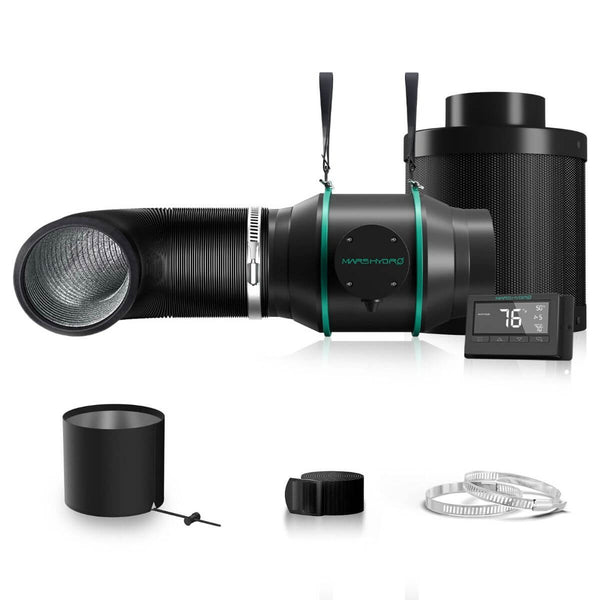 Mars Hydro 6" Inline Duct Fan and Carbon Filter Combo with Temperature and Humidity Controller