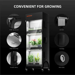 Spider Farmer 4 Tier Plant Stand + 6 x 9W LED Light Bars + 1' x 1' 4" Grow Tent Kit